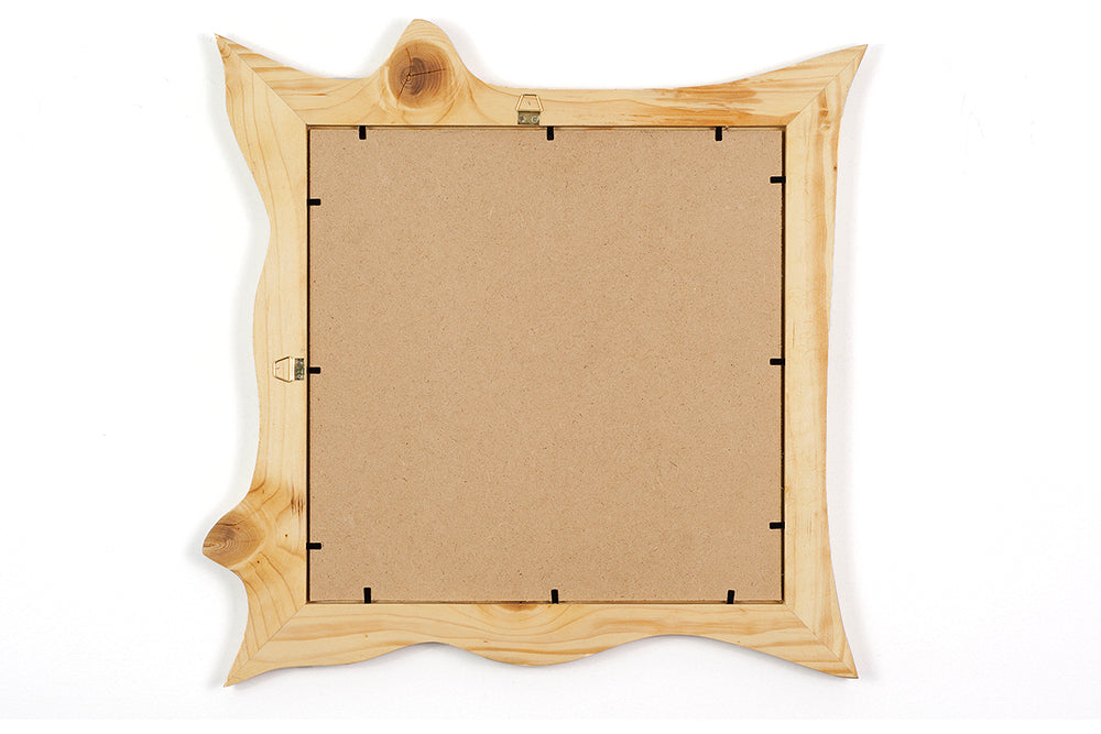 30x30 cm Holzrahmen mit Spiegel aus Kiefer, dunkel lasiert